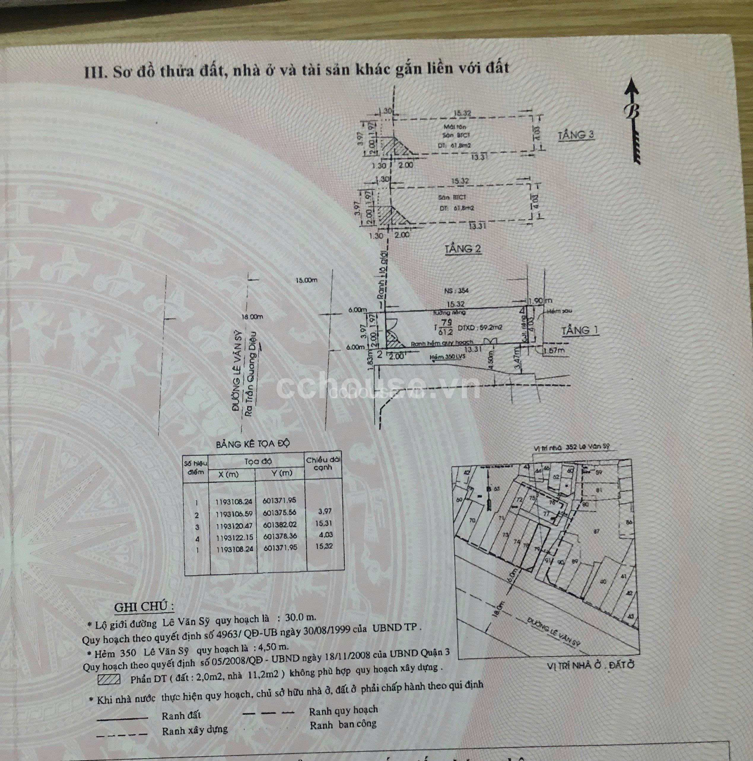 3 Mặt Tiền Lê Văn Sỹ, Phường 14, Quận 3 sẵn hợp đồng thuê 50triệu/tháng ,Diện tích 59.2m2