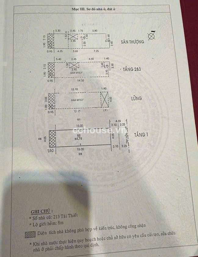 Hẻm NB 8m Lạc Long Quân.DT 68m (4.05x16.6). KC 5 tầng