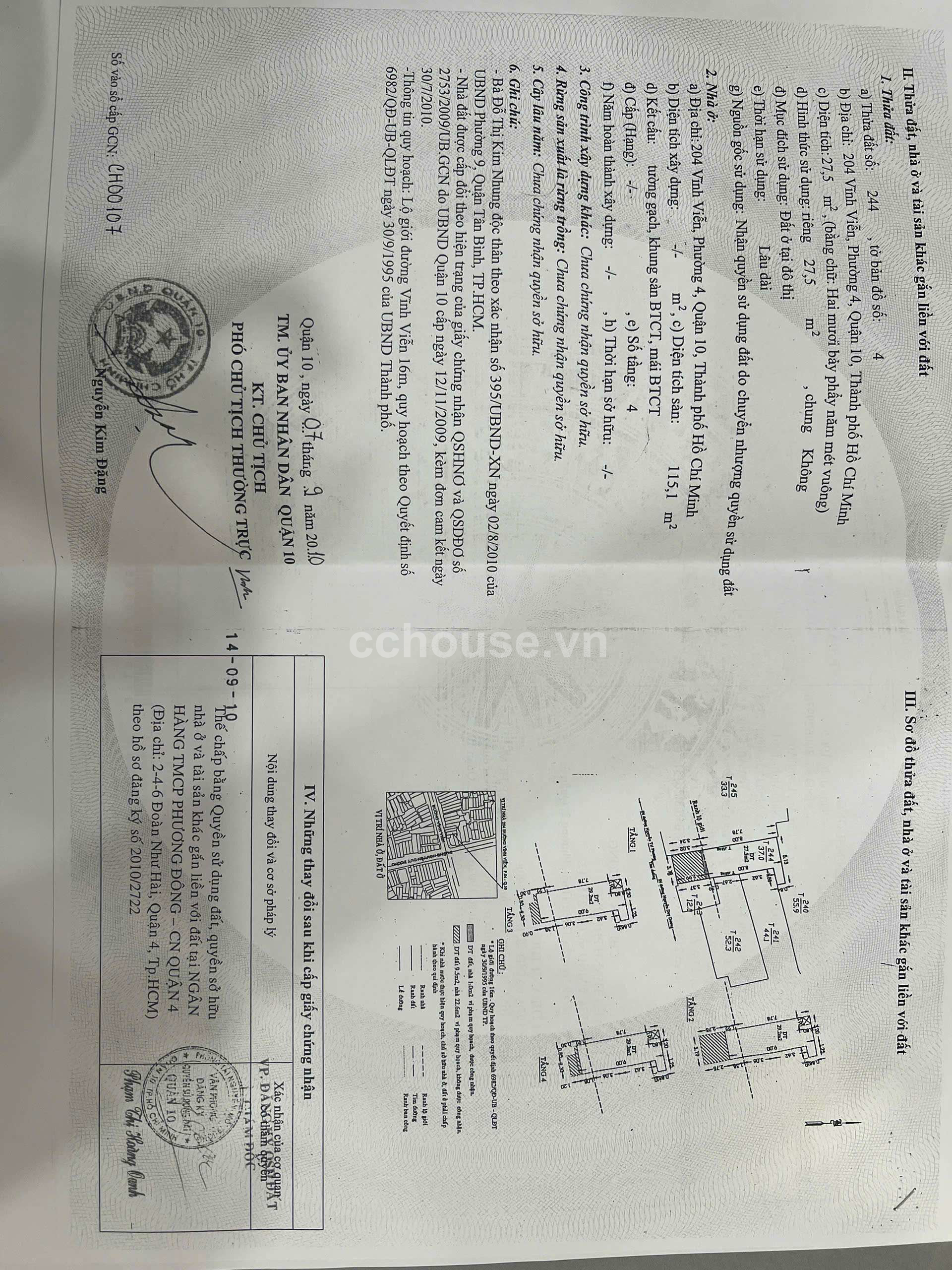Siêu Vị Trí Mặt Tiền Kinh Doanh Vĩnh Viễn, Phường 4, Quận 10 trệt, 3 lầu Nở hậu 5.1m Đông Nam 