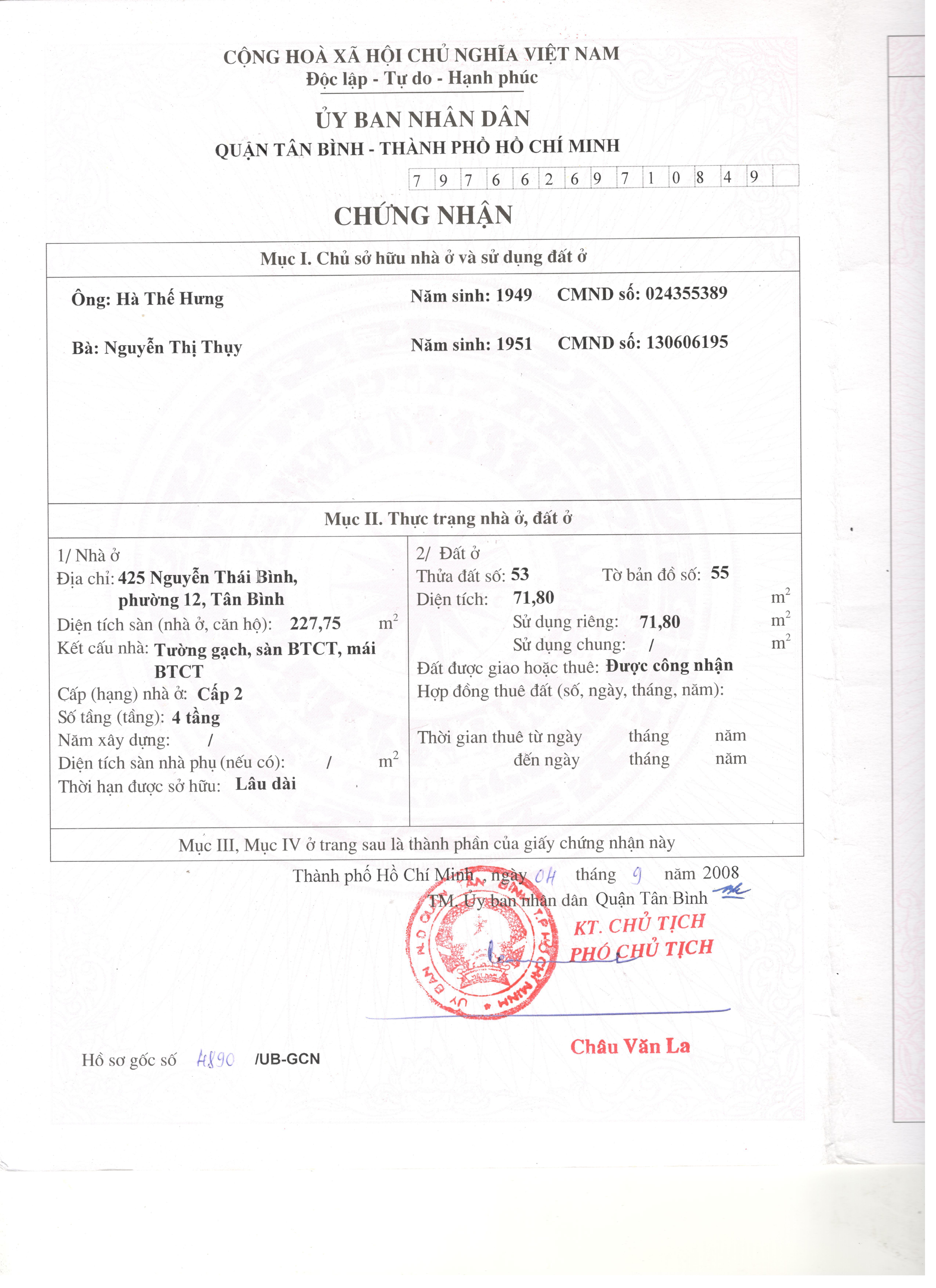 MT 425 Nguyễn Thái Bình P12 Tân Binh ( HH 1% )
