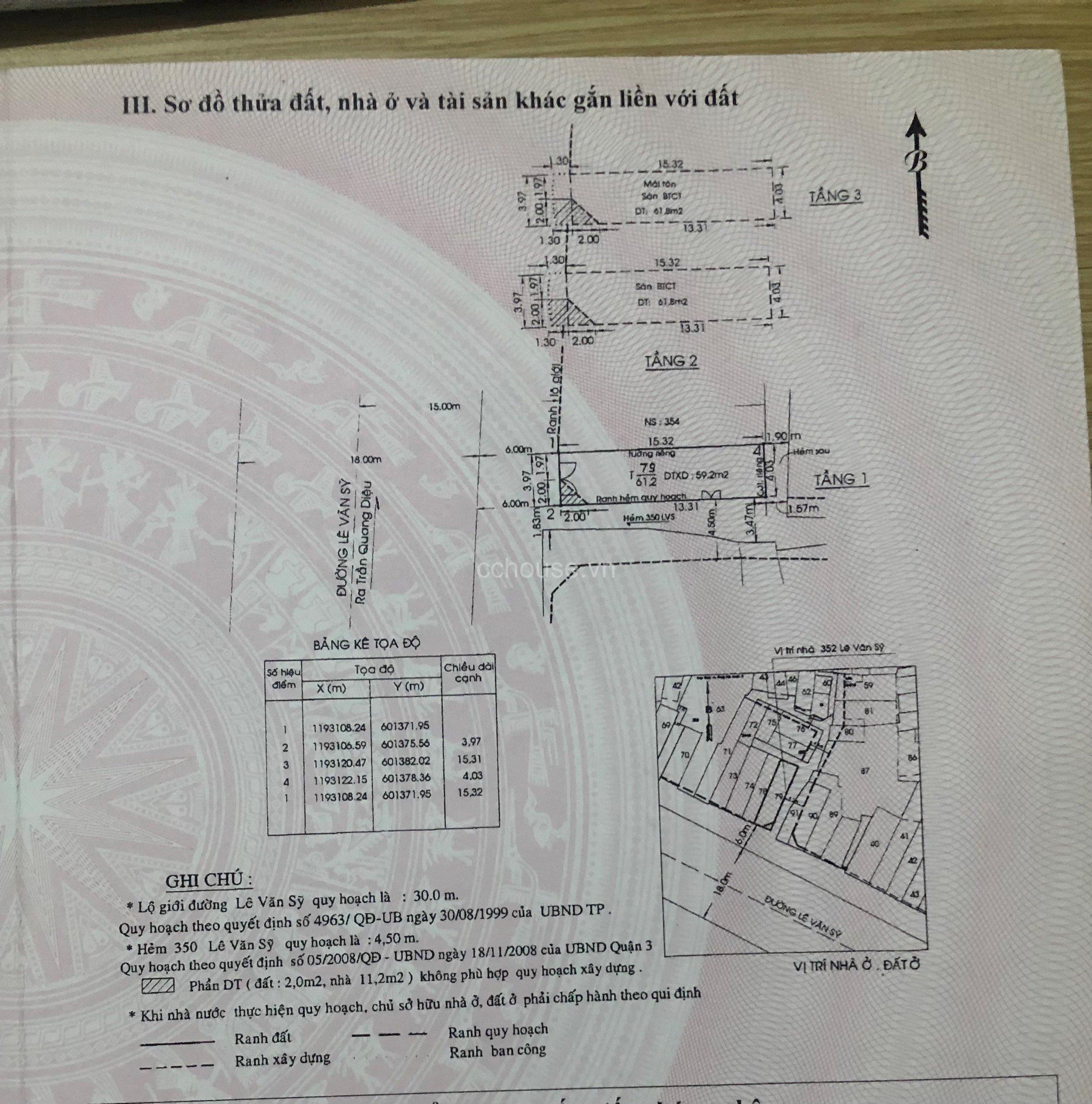 Chính chủ cần bán nhà 3 mặt tiền Lê Văn Sỹ, Phường 14, Quận 3