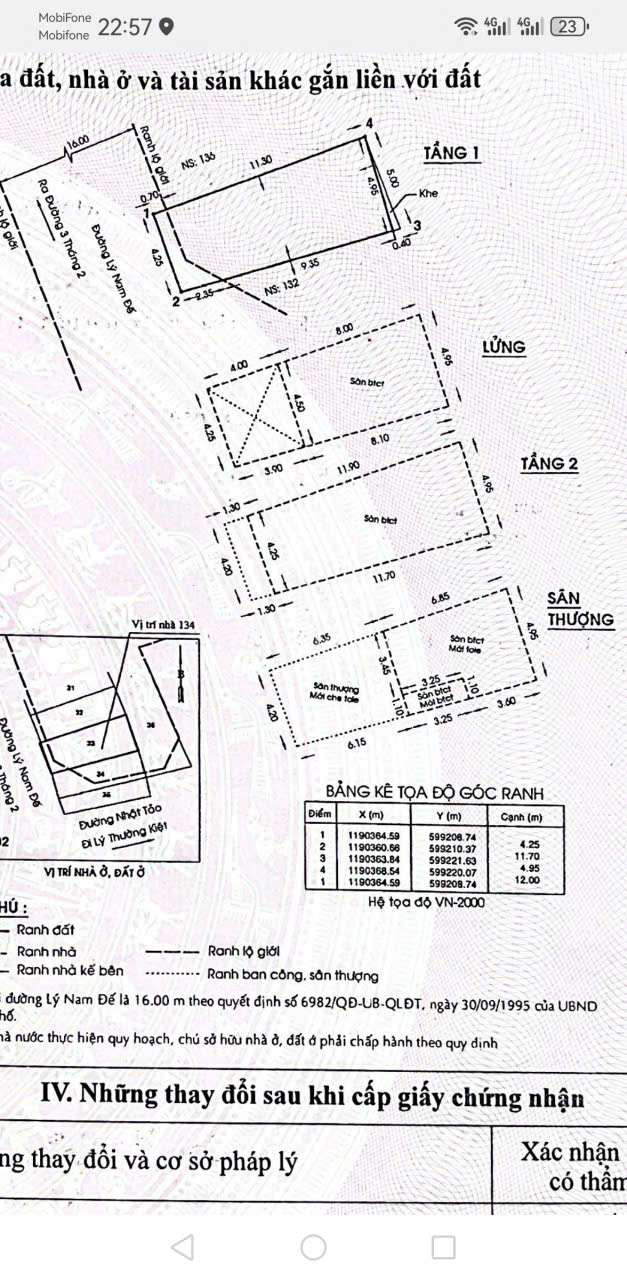 LÝ NAM ĐẾ - P. 7 - Q. 11 - TPHCM_4,25m x 12m. DTCN : 50,9m2_GIÁ 17 TỶ
