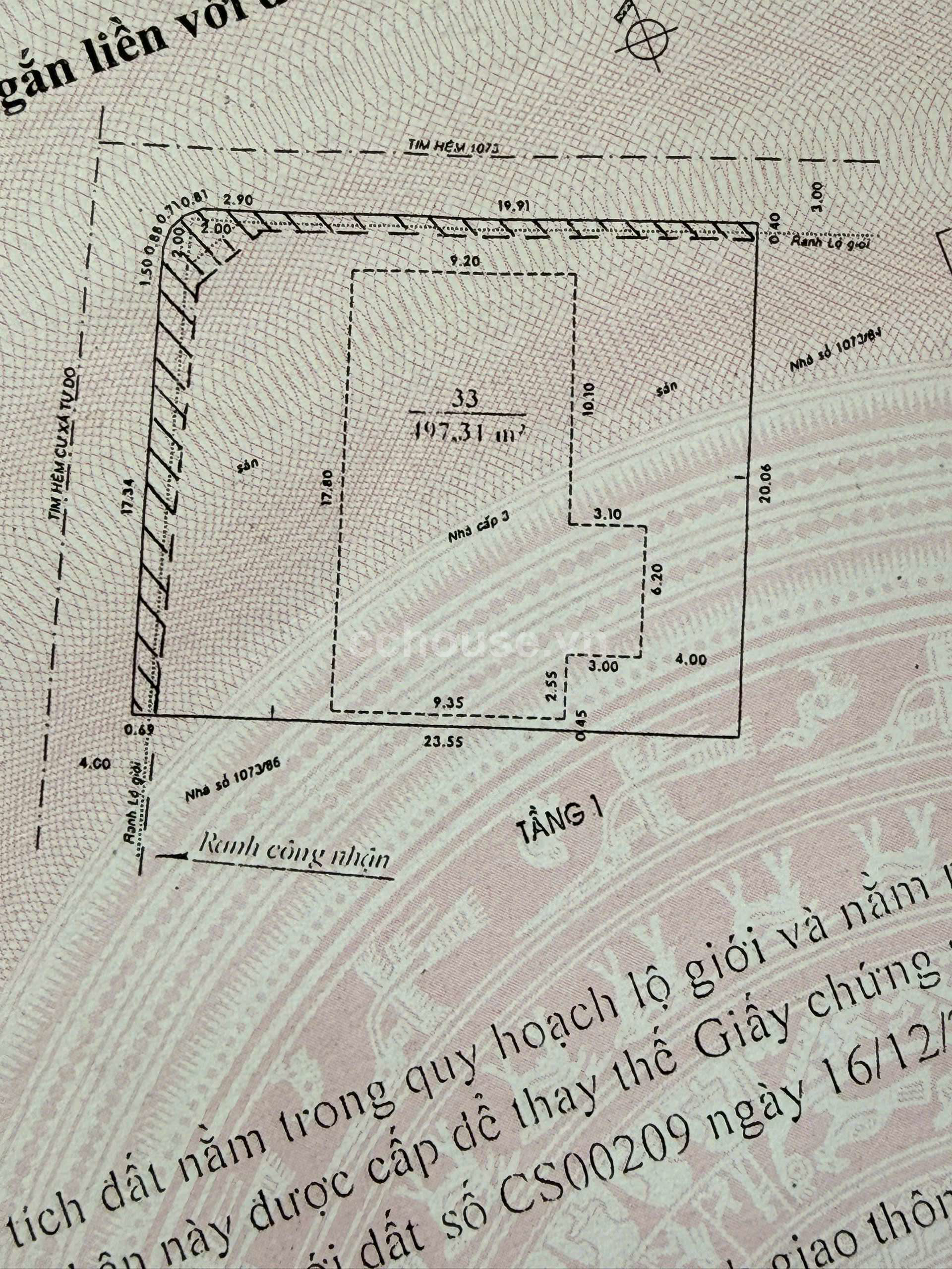 Góc 2 mặt tiền hẻm 8m 1073/86 Cách Mạng Tháng 8, khu cư xá Tự Do, DTCN 458m